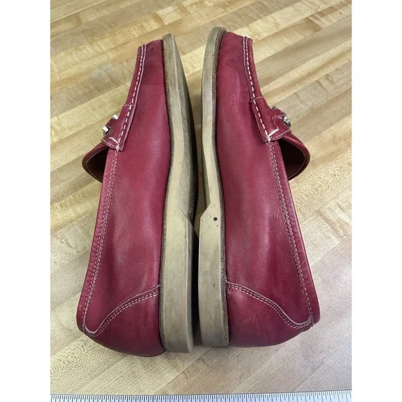 Salvatore Ferragamo Men's Red Leather Loafers Size - 8
